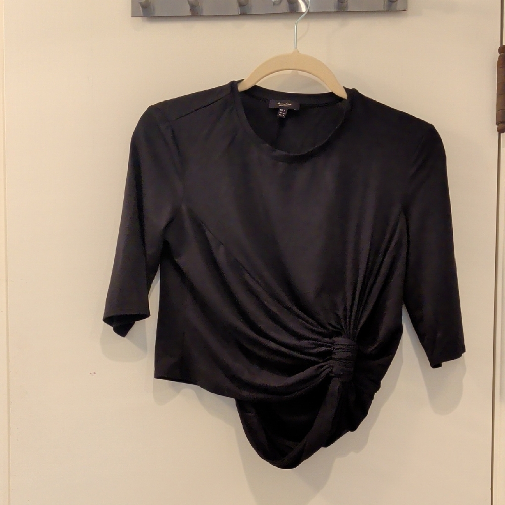 Massimo Dutti Black Knot Crop Top